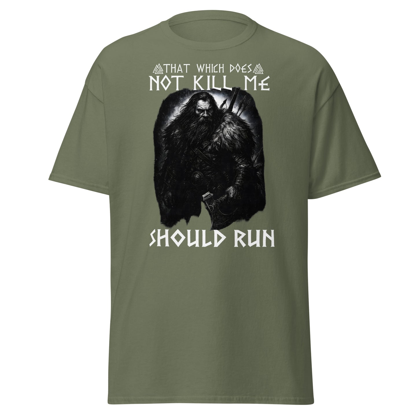 Unleashed Fury – Norse Tee in Military Green — warrior style men’s tee